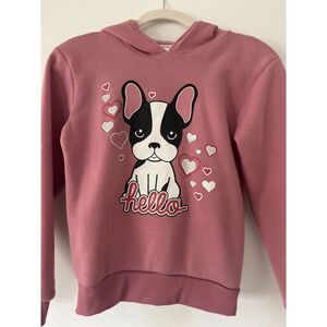 Girls' Pink Hoodie with French Bulldog Design!